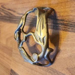 Vintage Golden Brass Floral Frog